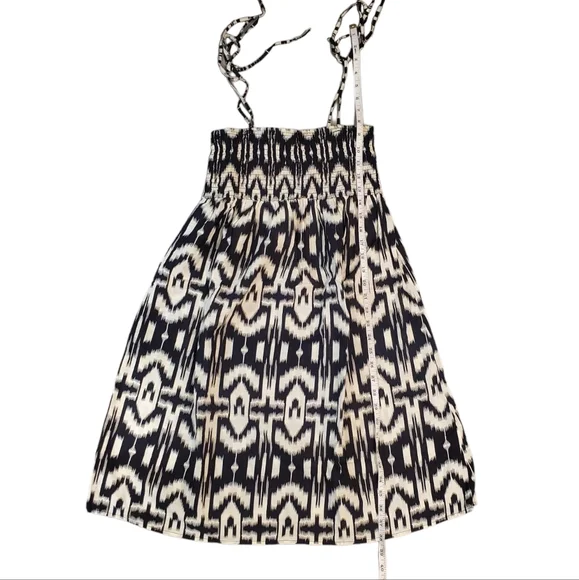 At Last Sundress Women Size Large Black Aztec Print Spaghetti Straps Dress - Picture 7 of 9